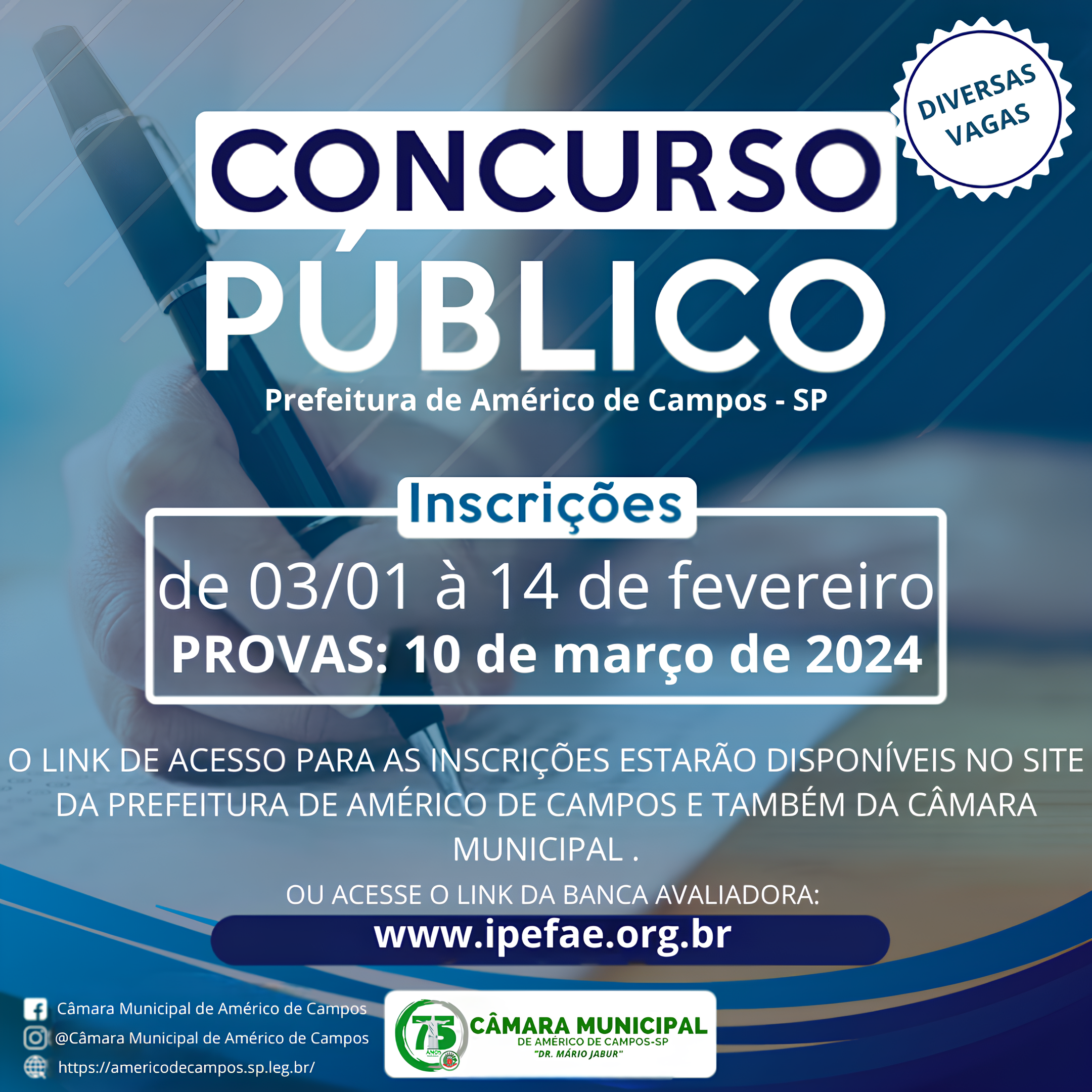 CONCURSO PÚBLICO: INSCRIÇÕES ABERTAS