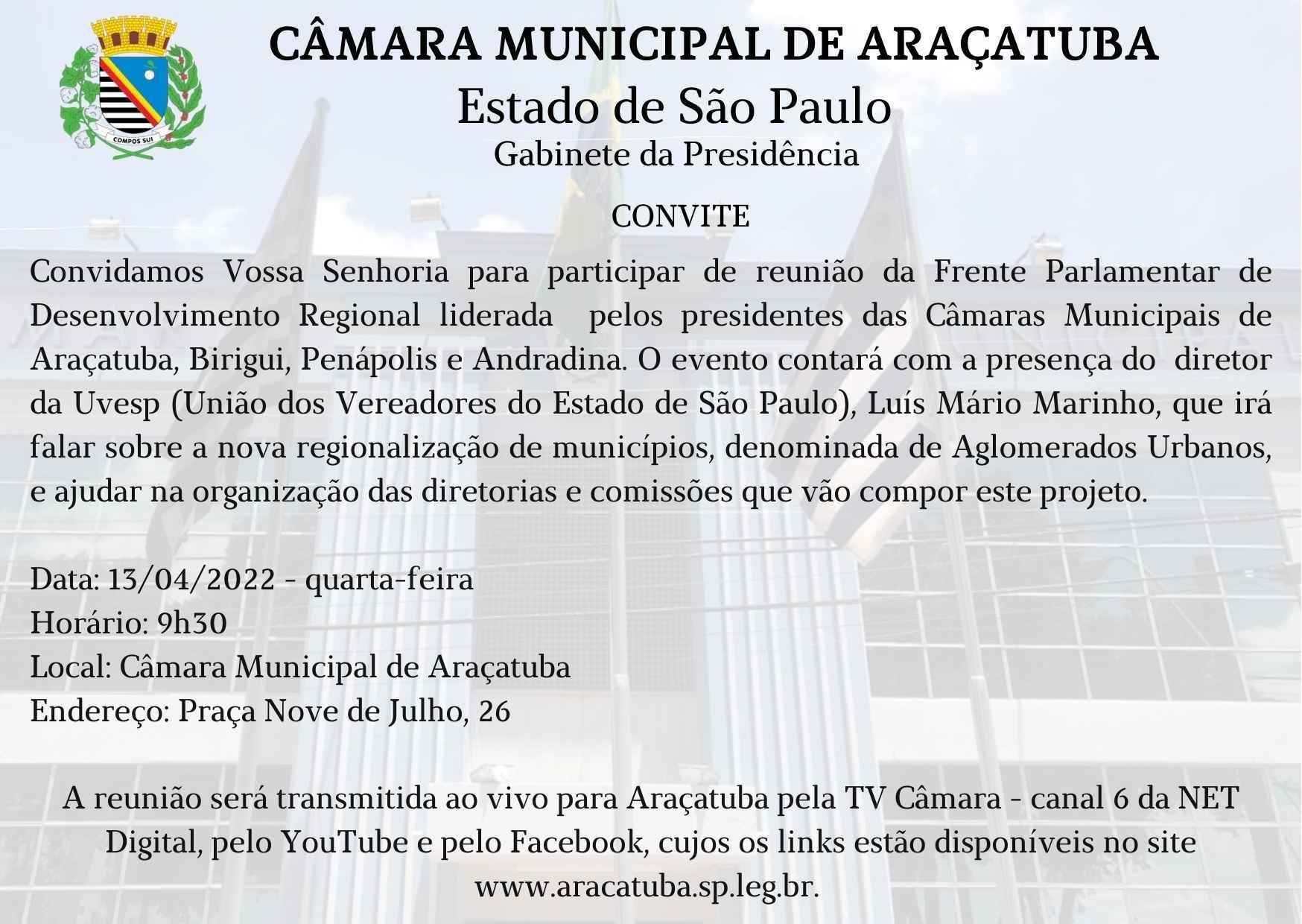 REUNIÃO DA FRENTE PARLAMENTAR DE DESENVOLVIMENTO REGIONAL
