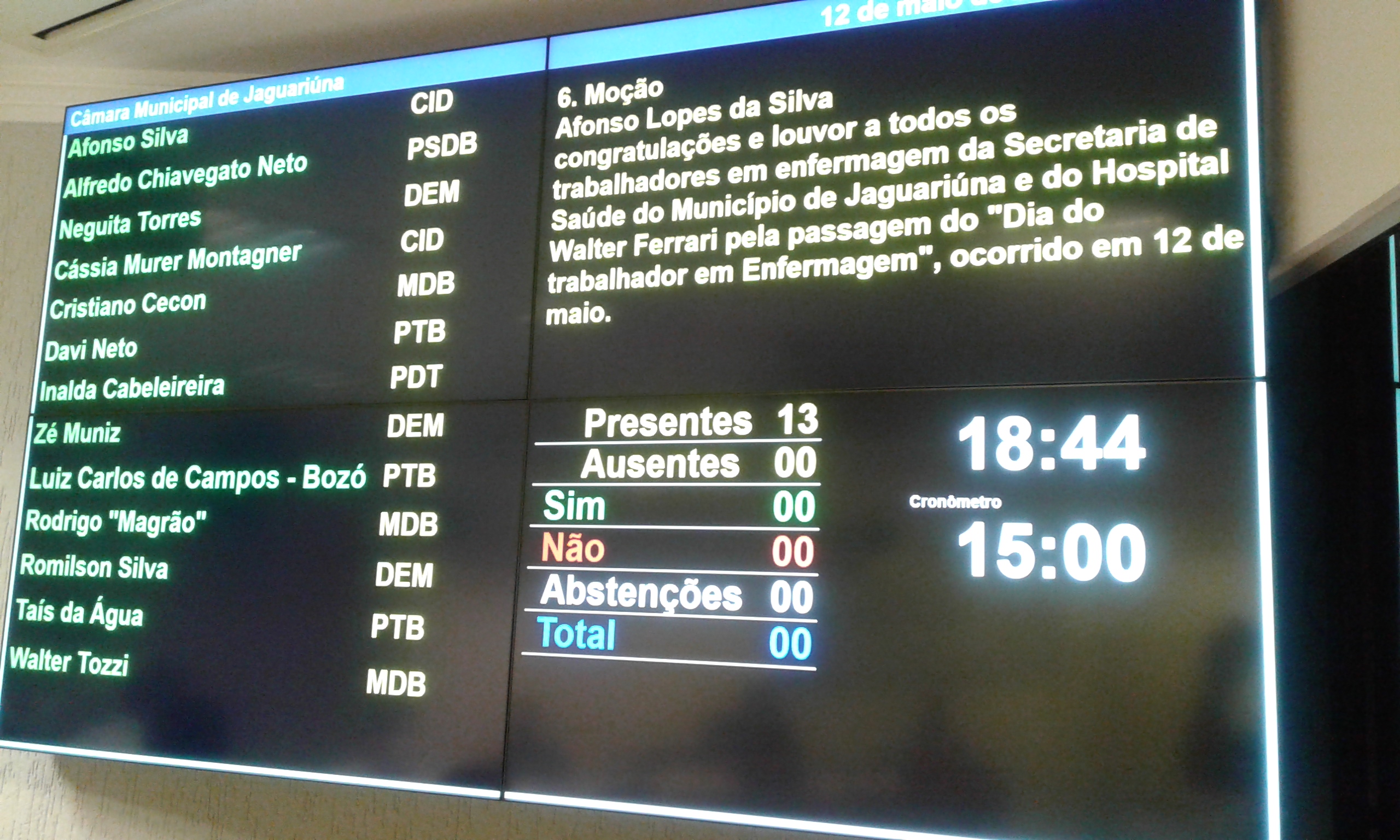 Três projetos estão na pauta da 8ª sessão ordinária da Câmara Municipal de Jaguariúna, nesta terça-feira (13)