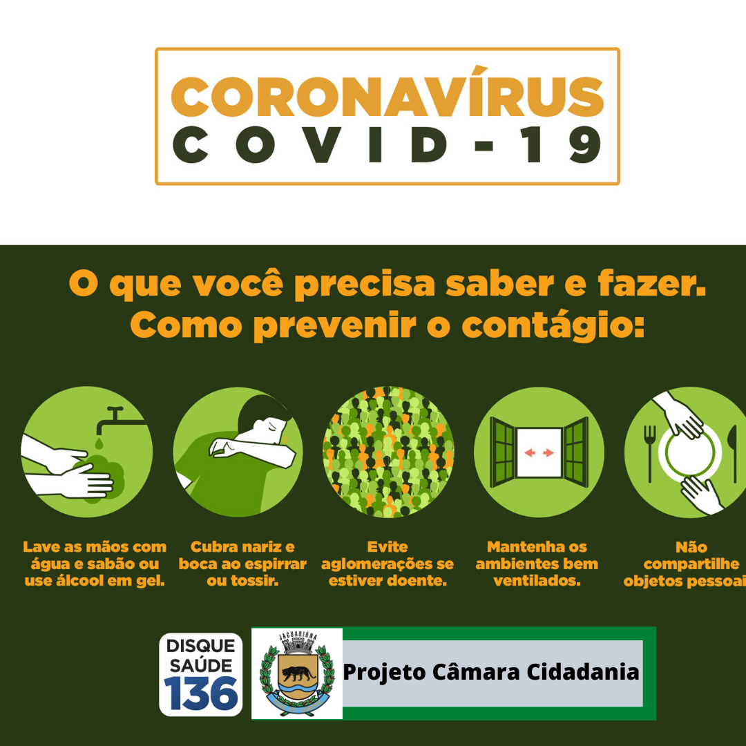 Câmara Municipal de Jaguariúna lança campanha de orientação e prevenção ao coronavírus