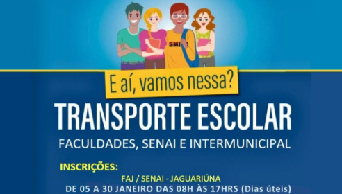 Abertas as inscrições para o transporte escolar 2026