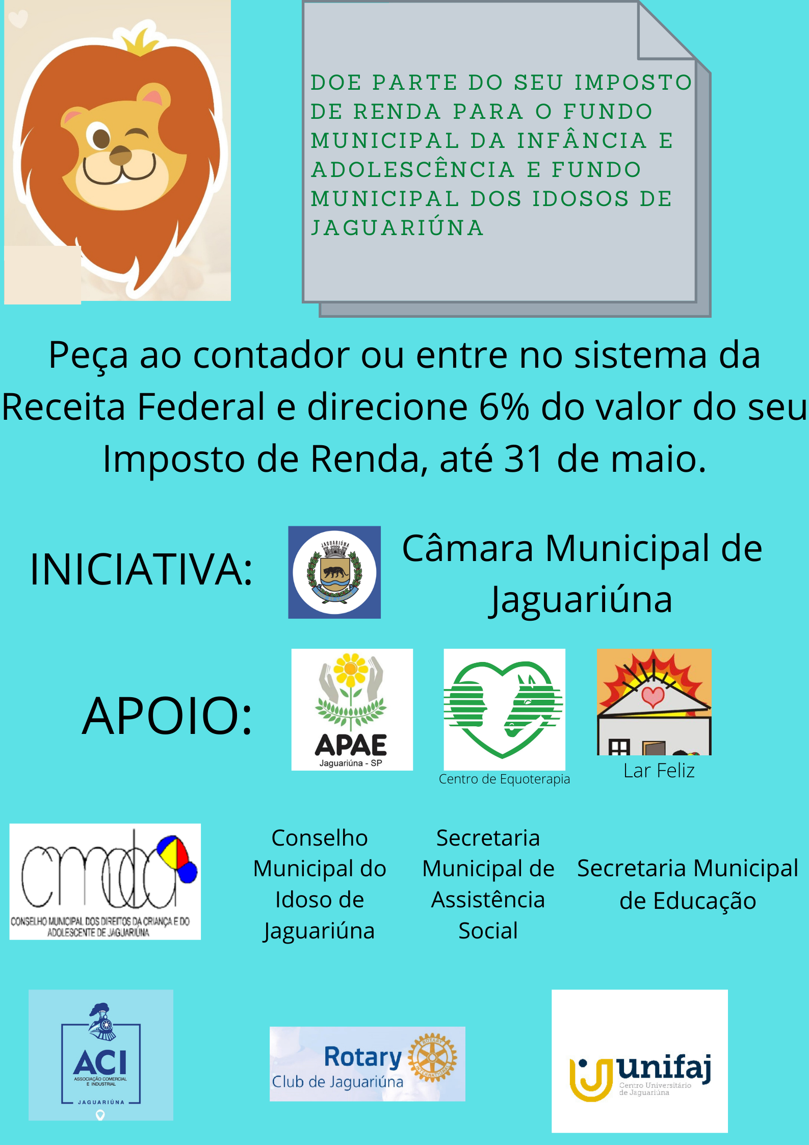 Câmara incentiva campanha de doação de Imposto de Renda para entidades beneficentes de Jaguariúna