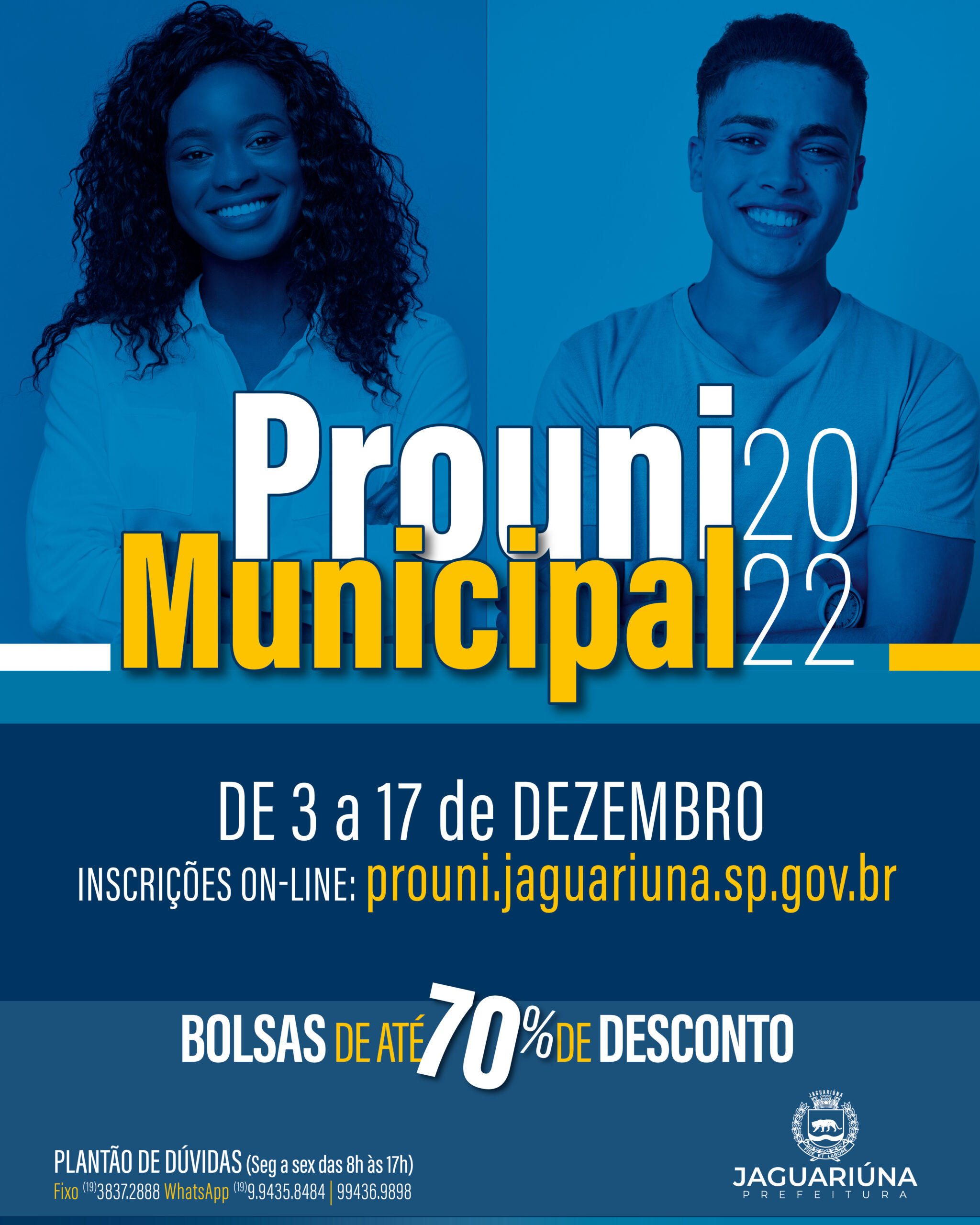 Prefeitura de Jaguariúna abre inscrições para o programa Prouni Municipal