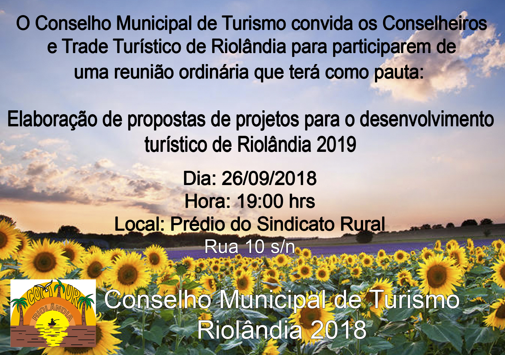 Convite COMTUR - Reunião  26/09/2018