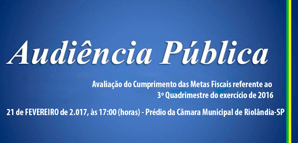 Convite Audiência Pública - Metas Fiscais